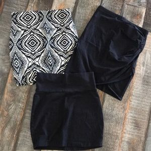 Three stretchy mini skirts